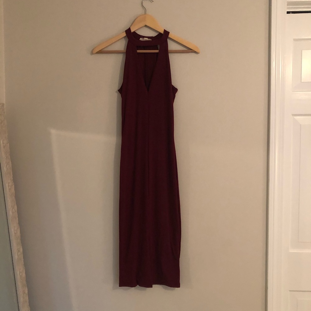 Maroon Midi Dress